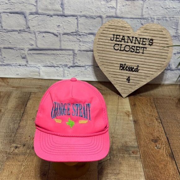 Vintage George Strait SnapBack Hat Cap Neon Pink Rope rare main image 10
